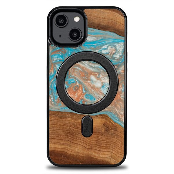 Drewniane Etui iPhone Unique 14 - Planets - Saturn z MagSafe
