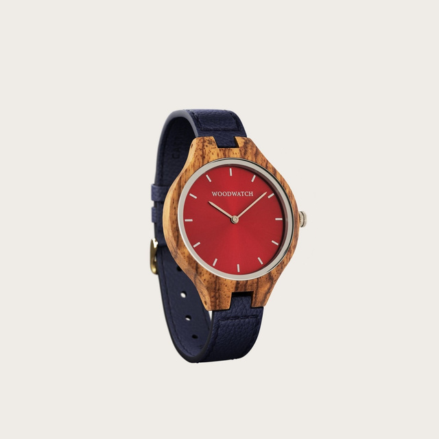 Drewniany zegarek WoodWatch Auburn Glow - Navy Blue Cactus