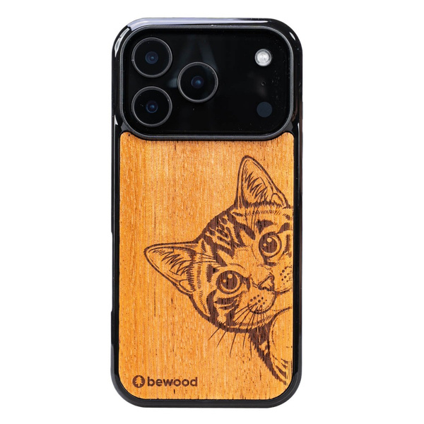 Drewniane Etui Bewood do iPhone 18 Pro CAT LOVER MERBAU