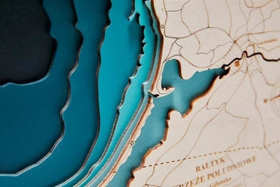 Drewniana mapa Zatoka Gdańska II - mała