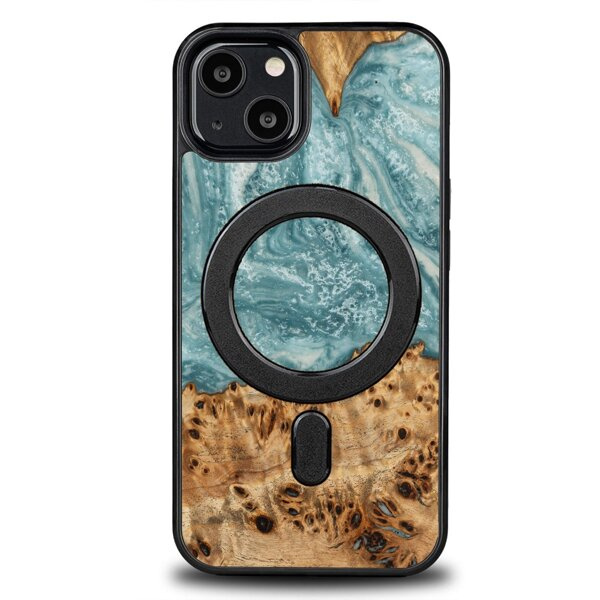 Drewniane Etui iPhone Unique 13 - Planets - Uran z MagSafe