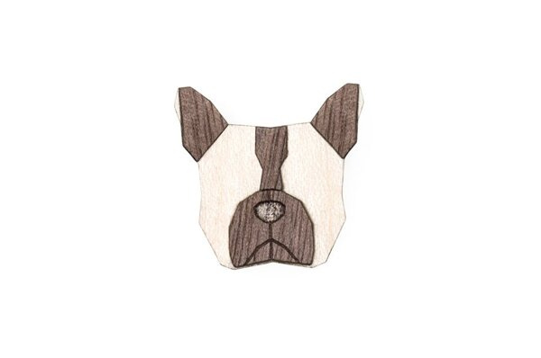 Drewniana broszka French Bulldog