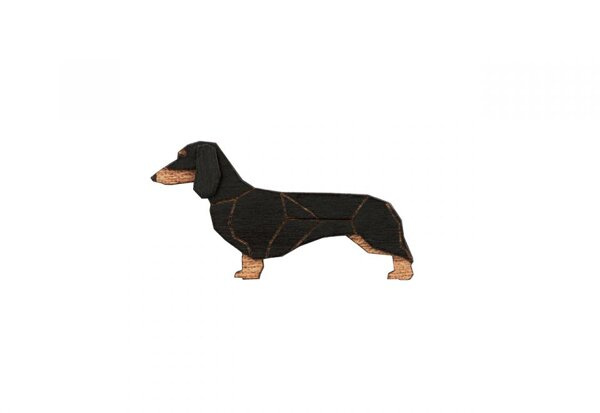 Drewniana broszka Walking Dachshund