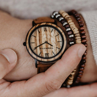 Drewniany zegarek WoodWatch Striped Zebra Pecan