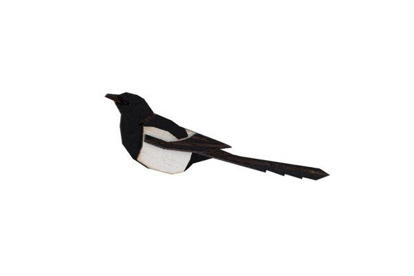 Drewniana broszka Magpie