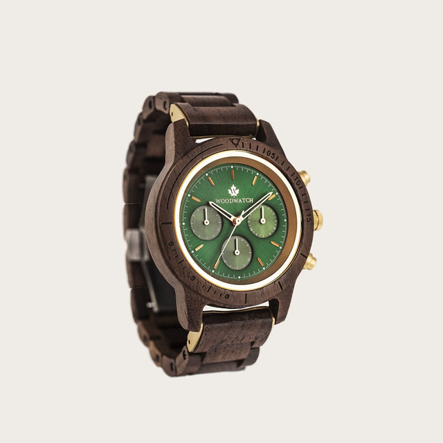 Drewniany zegarek WoodWatch Emerald Gold