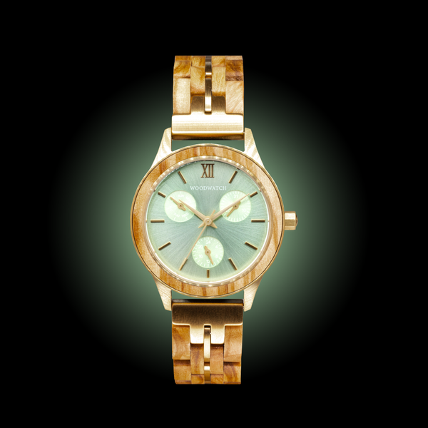 Drewniany zegarek WoodWatch Emerald Elegance