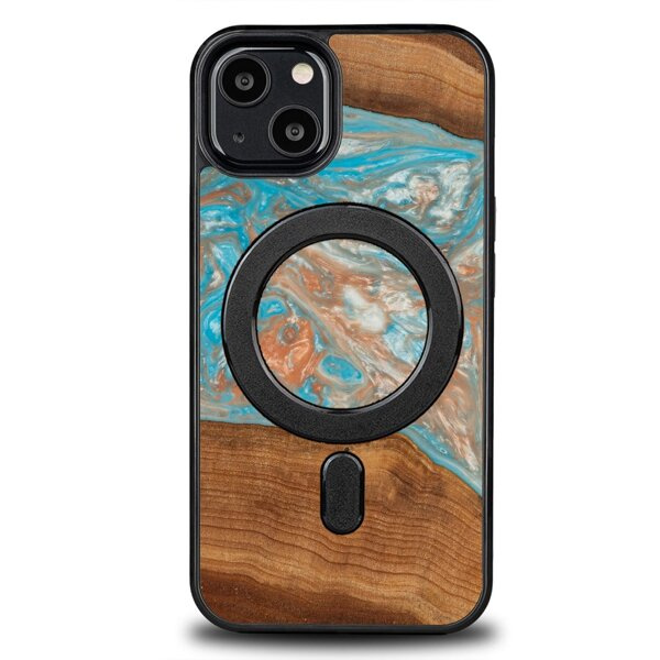 Drewniane Etui iPhone Unique 13 - Planets - Saturn z MagSafe