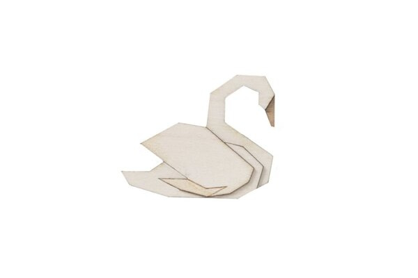 Drewniana broszka White Swan