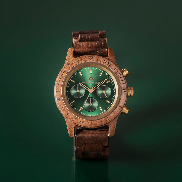 Drewniany zegarek WoodWatch Emerald Gold