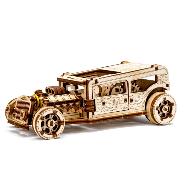Puzzle drewniane 3D samochód – Hot Rod