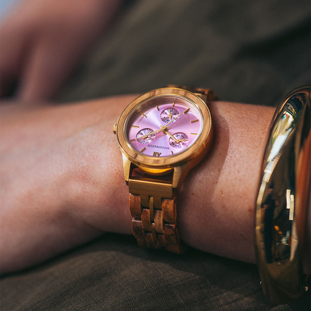 Drewniany zegarek WoodWatch Rose Champagne