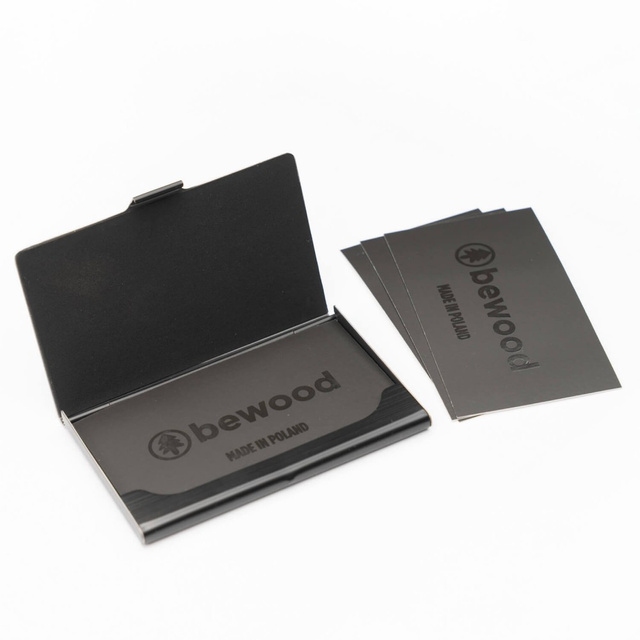 Drewniany Wizytownik Bewood Black Fale Merbau