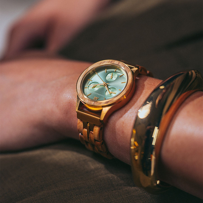Drewniany zegarek WoodWatch Emerald Elegance