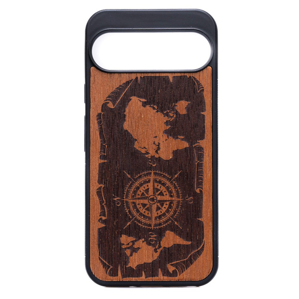 Drewniane Etui Bewood do Google Pixel 9/9 Pro RÓŻA WIATRÓW MERBAU