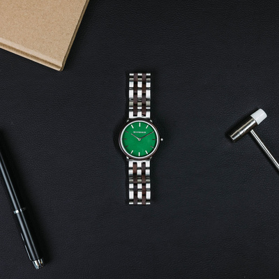 Drewniany zegarek WoodWatch Leadwood Green
