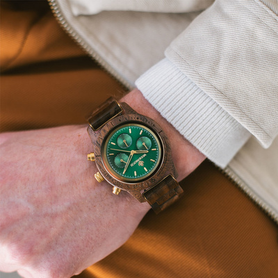 Drewniany zegarek WoodWatch Emerald Gold