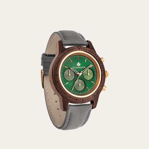 Drewniany zegarek WoodWatch Emerald Gold Grey