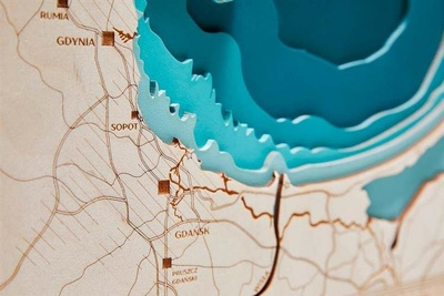 Drewniana mapa Zatoka Gdańska II - mała