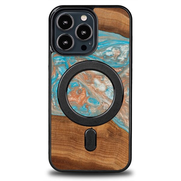Drewniane Etui Unique iPhone 13 Pro - Planets - Saturn z MagSafe