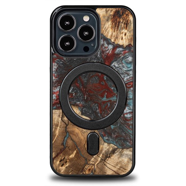 Drewniane Etui Unique iPhone 13 Pro - Planets - Pluton z MagSafe