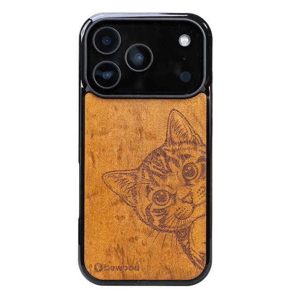 Drewniane Etui Bewood do iPhone 18 Pro CAT LOVER IMBUIA