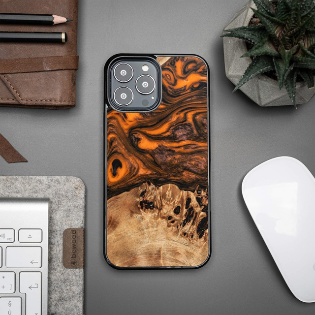 Drewniane Etui Unique iPhone 13 Pro Max - Orange