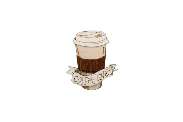 Drewniana broszka Coffee Lover