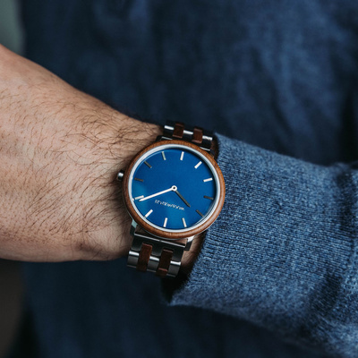 Drewniany zegarek WoodWatch Walnut Blue