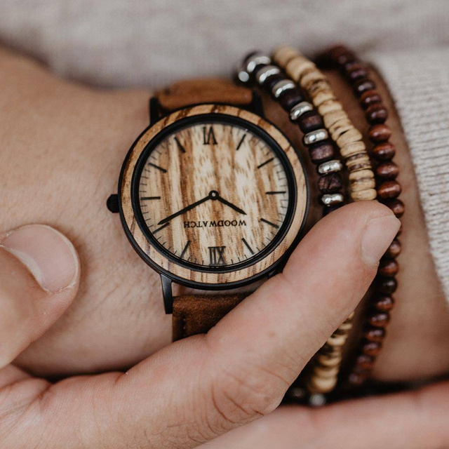 Drewniany zegarek WoodWatch Striped Zebra Pecan