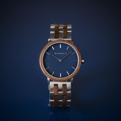 Drewniany zegarek WoodWatch Walnut Blue