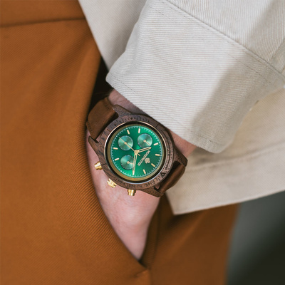 Drewniany zegarek WoodWatch Emerald Gold Pecan