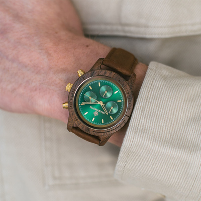 Drewniany zegarek WoodWatch Emerald Gold Pecan