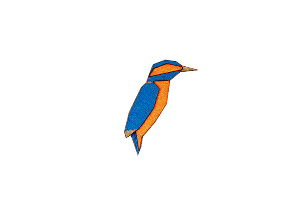 Drewniana broszka Kingfisher