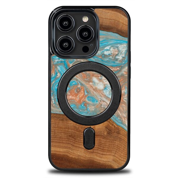 Drewniane Etui Unique iPhone 14 Pro - Planets - Saturn z MagSafe