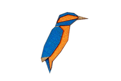 Drewniana broszka Kingfisher - Zimorodek