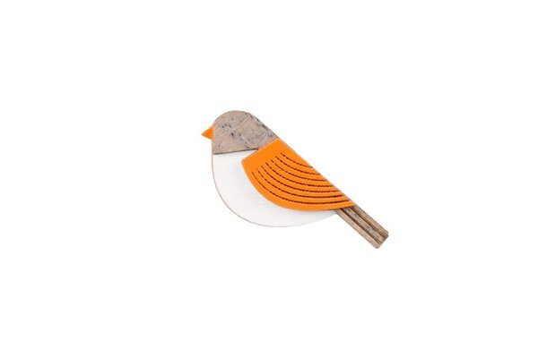 Drewniana broszka Orange Cutebird