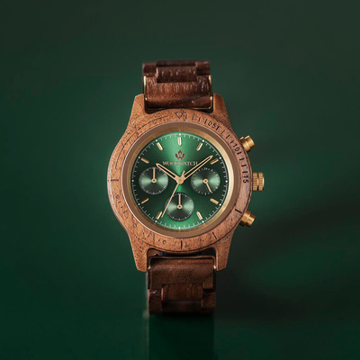 Drewniany zegarek WoodWatch Emerald Gold