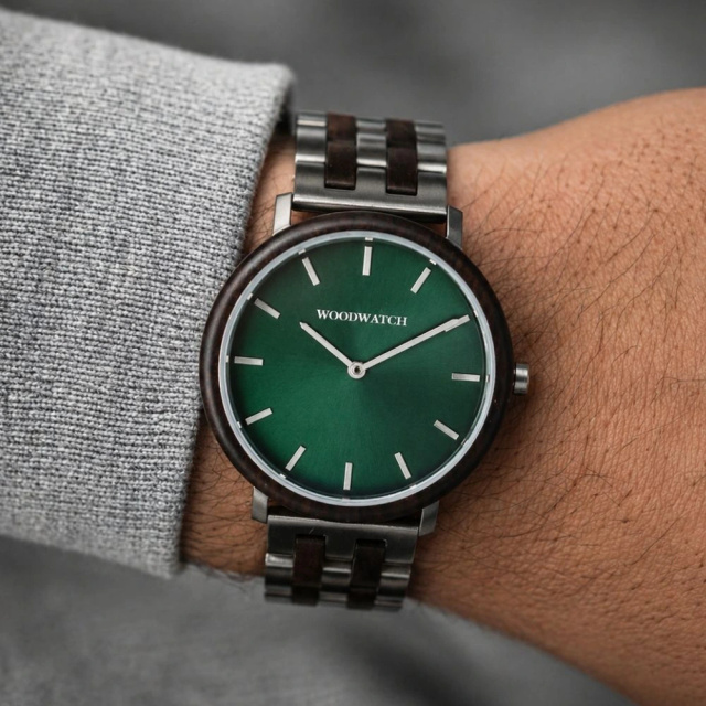 Drewniany zegarek WoodWatch Leadwood Green