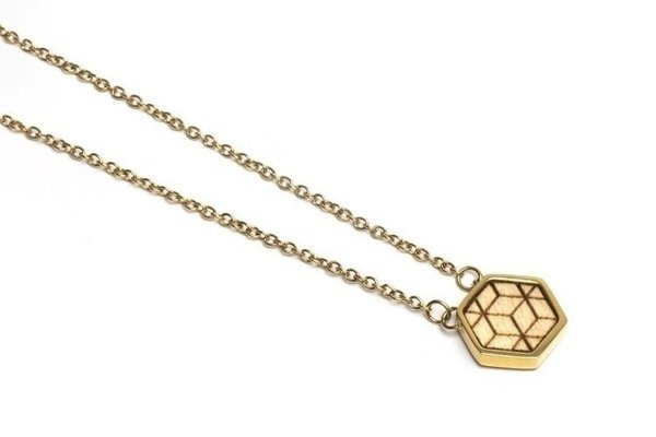 Drewniany naszyjnik Virie Hexagon