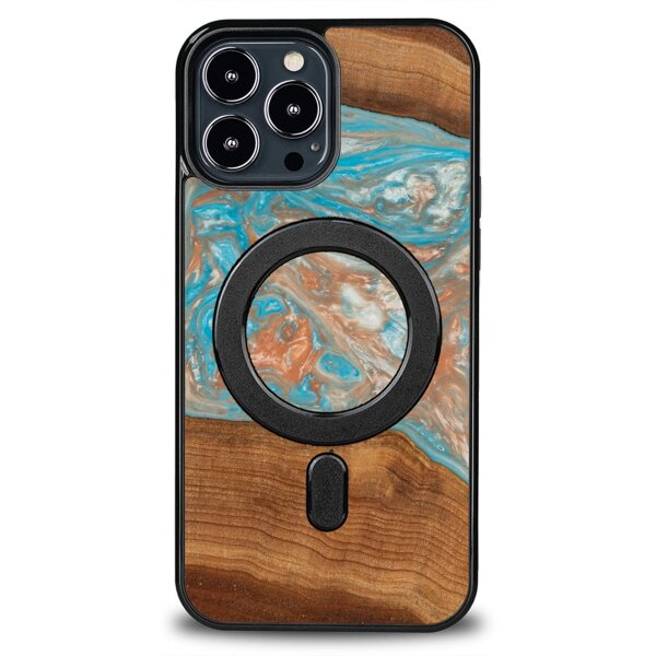 Drewniane Etui Unique iPhone 13 Pro Max - Planets - Saturn z MagSafe