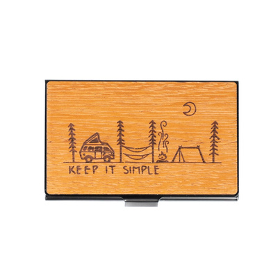 Drewniany Wizytownik Bewood Black Keep it simple Merbau