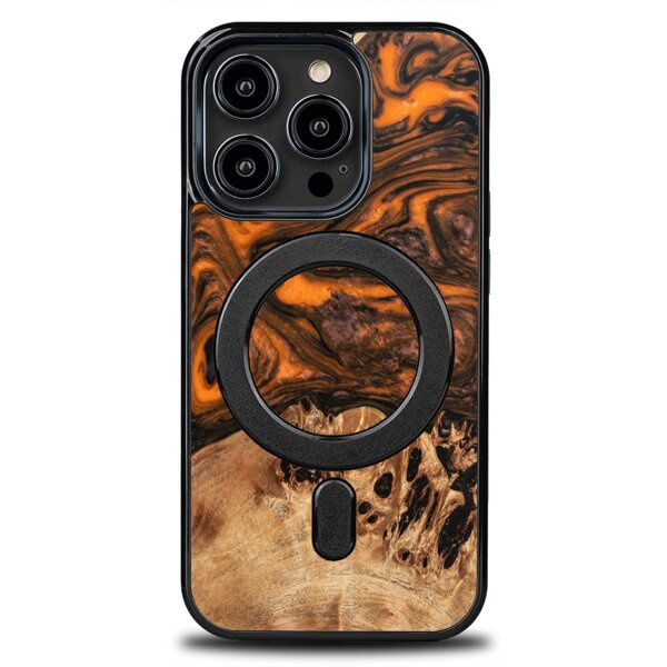 Drewniane Etui Unique iPhone 14 Pro - Orange z MagSafe