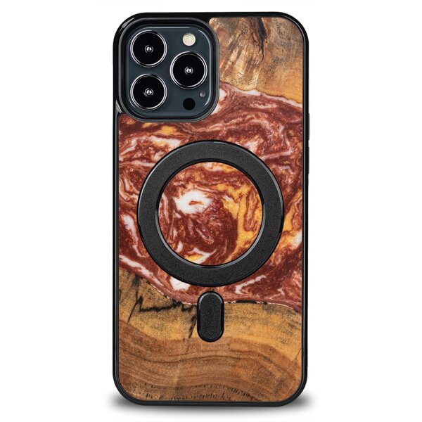 Drewniane Etui Unique iPhone 13 Pro Max - Planets Mars z MagSafe