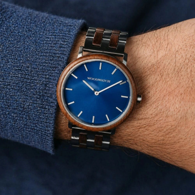 Drewniany zegarek WoodWatch Walnut Blue