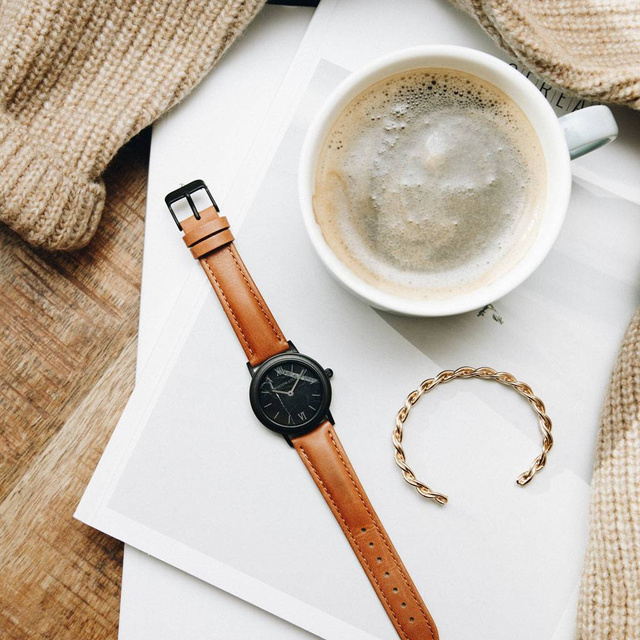 Drewniany zegarek WoodWatch Black Marble Spice Petite
