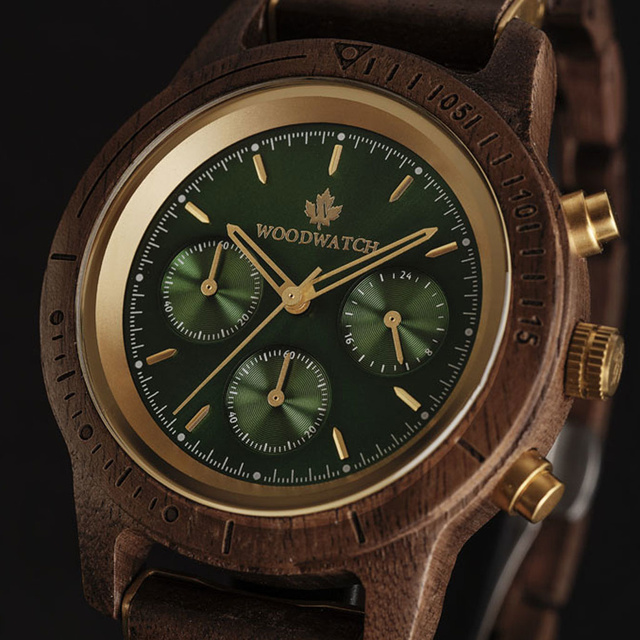 Drewniany zegarek WoodWatch Emerald Gold