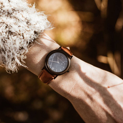 Drewniany zegarek WoodWatch Black Marble Spice Petite