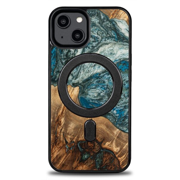 Drewniane Etui iPhone Unique 13 Mini - Planets - Ziemia z MagSafe