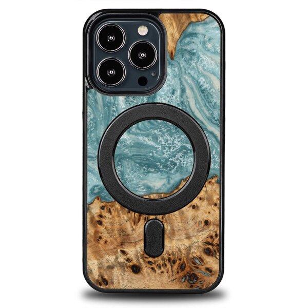 Drewniane Etui Unique iPhone 13 Pro - Planets - Uran z MagSafe